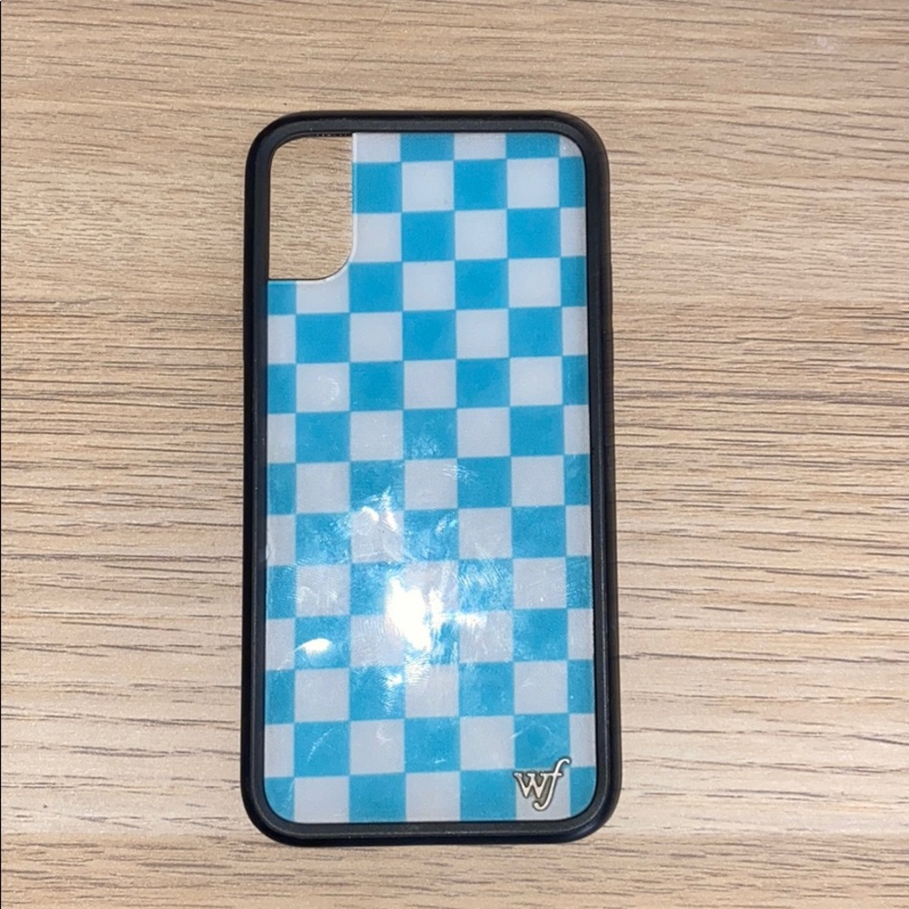 Blue checkerboard wildflower phone case iPhoneX